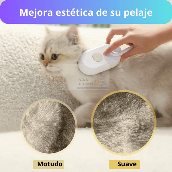 Cepillo de Vapor para Mascotas - Limpieza sin esfuerzo, brillo al instante