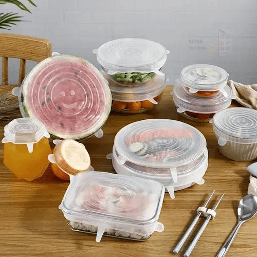FlexiWrap Covers™ - 6 Tapas Elásticas Silicona Reutilizable