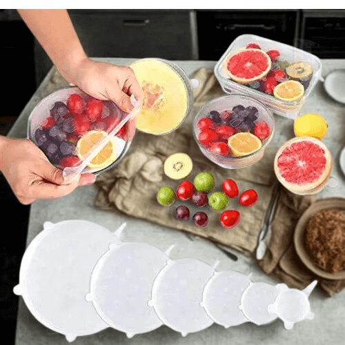 FlexiWrap Covers™ - 6 Tapas Elásticas Silicona Reutilizable